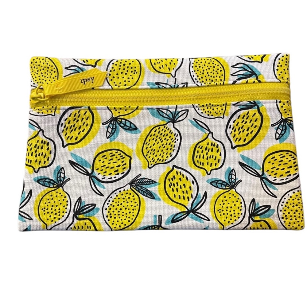 Ipsy Cosmetic Makeup Bag LEMON with Yellow Zipper and Mint Interior.